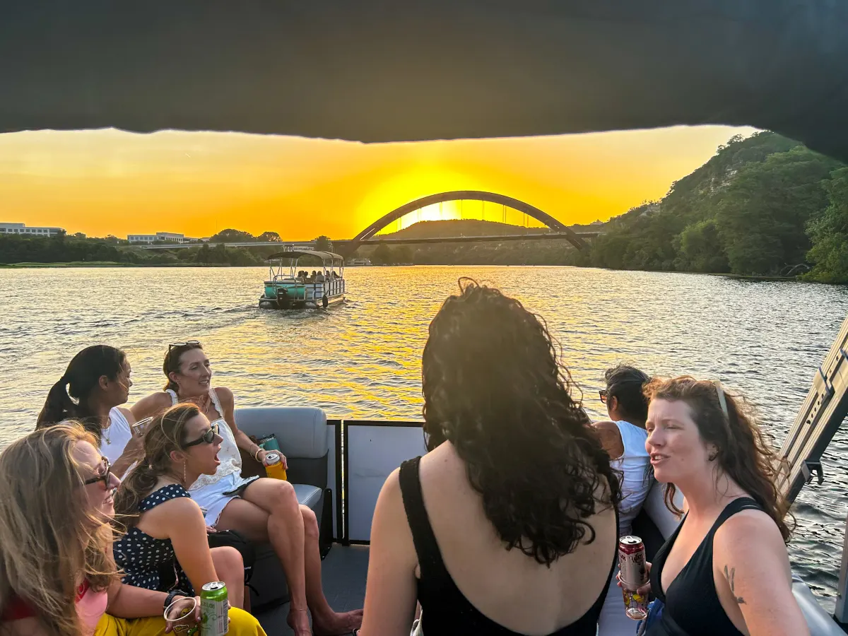 Private sunset boat cruise on Lake Austin during golden hour